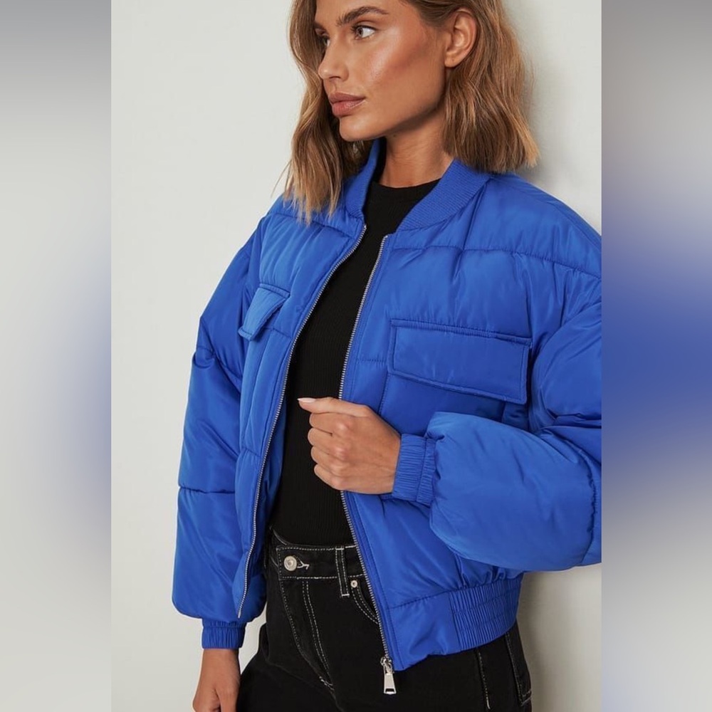NA-KD Women's Blue Puffer Jacket